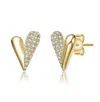 Rachel Glauber 14k Gold Plated With Clear Cubic Zirconia Sleek Heart Stud Earrings In Gold