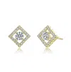Rachel Glauber 14k Gold Plated With Clear Cubic Zirconia Square Halo Stud Earrings In Gold