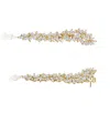 Rachel Glauber 14k Gold Plated With Clear Cubic Zirconia Waterfall Cluster Linear Earrings In Gold