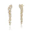 Rachel Glauber 14k Gold Plated With Clear Cubic Zirconia Waterfall Cluster Linear Earrings In Brown
