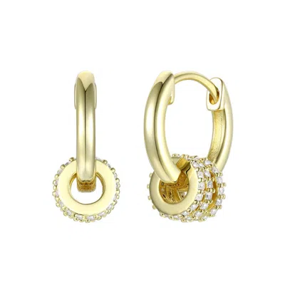 Rachel Glauber 14k Gold Plated With Clear Round Cubic Zirconia Small Hoop Earrings