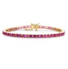 Rachel Glauber 14k Gold Plated With Colored 3mm Cubic Zirconia Tennis Bracelet In Red