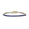 Rachel Glauber 14k Plated Cz Tennis Bracelet In Blue