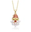 Rachel Glauber 14k Gold Plated With Colored Cubic Zirconia & White Pearl Santa Face Pendant Necklace In Gold