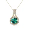 Rachel Glauber 14k Gold Plated With Colored Cubic Zirconia Drop Pendant Necklace In Gold