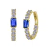 Rachel Glauber 14k Gold Plated With Colored Cubic Zirconia Inside-out Hoop Earrings In Blue