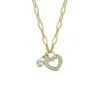Rachel Glauber 14k Gold Plated With Colored Cubic Zirconia Paperclip Chain Heart Lock Pendant Necklace In Silver