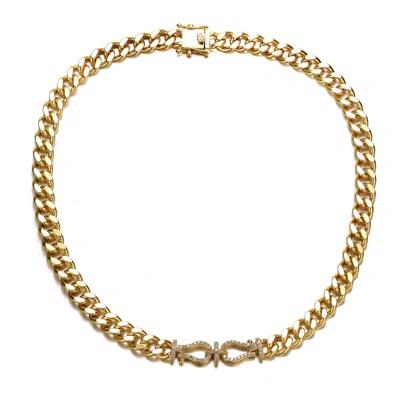 RACHEL GLAUBER 14K GOLD PLATED WITH CUBIC ZIRCONIA MIAMI CUBAN CHAIN DOOR KNOCKER NECKLACE