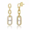Rachel Glauber 14k Gold Plated With Cubic Zirconia Triple Chain Mariner Anchor Link Drop Earrings In Silver