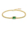 Rachel Glauber 14k Gold Plated With Emerald Green Cubic Zirconia Chain Bracelet In Green
