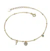 Rachel Glauber 14k Gold Plated With Emerald Green Cubic Zirconia Heart And Key Charm Bracelet In Green