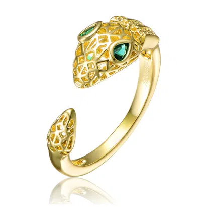 Rachel Glauber 14k Gold Plated With Emerald Green Cubic Zirconia Modern Ring