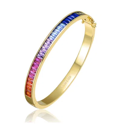 Rachel Glauber 14k Gold Plated With Multi-colored Cubic Zirconia Bangle Bracelet
