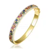 Rachel Glauber 14k Gold Plated With Round Multi-colored Cubic Zirconia Bangle Bracelet In Multi