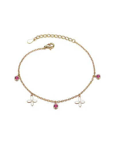 Rachel Glauber 14k Gold Plated With Ruby Red Cubic Zirconia And F