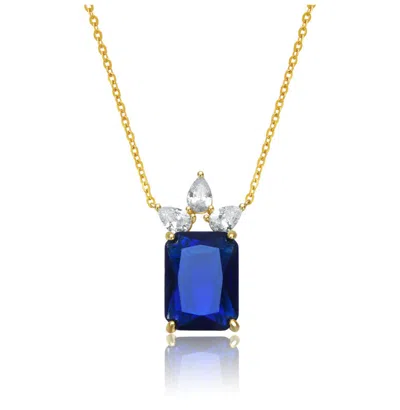 Rachel Glauber 14k Gold Plated With Sapphire Blue Cubic Zirconia Celestial Cascade Necklace