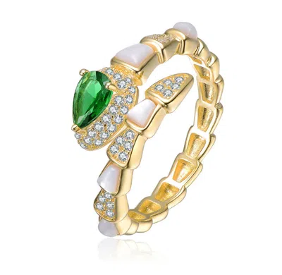 Rachel Glauber 14k Plated 1.1mm Pearl Cz Ring In Gold