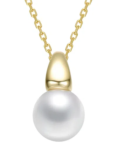Rachel Glauber 14k Gold Plated With White Mother Of Pearl Pendant In Burgundy