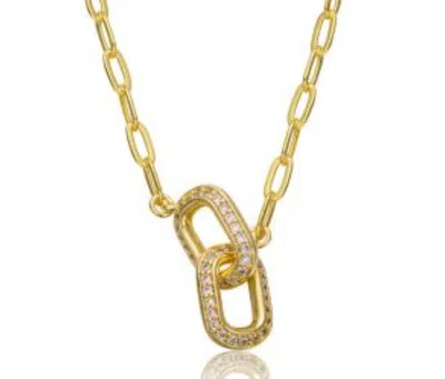 Rachel Glauber 14k Gold Plated Wth Clear Cubic Zirconia Interlocking Links Necklace