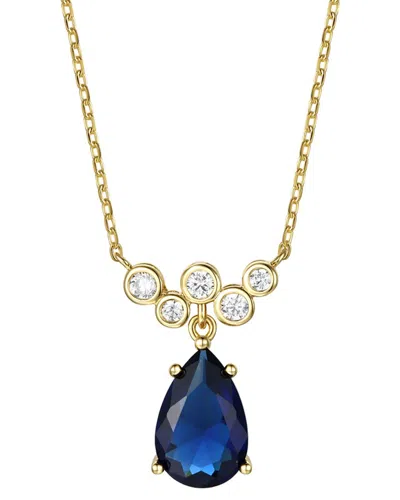 Rachel Glauber 14k Over Silver Cz Bubble Chevron Necklace
