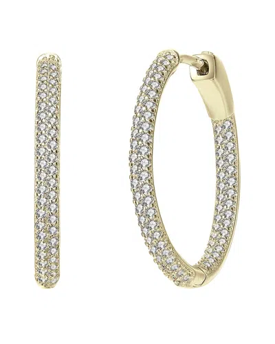 Rachel Glauber 14k Over Silver Cz Clip-on Hoops In Gold