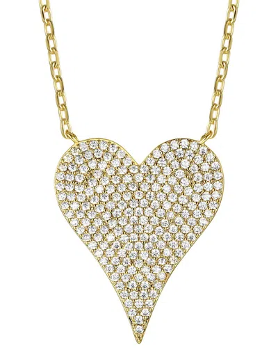 Rachel Glauber 14k Over Silver Cz Heart Layering Necklace