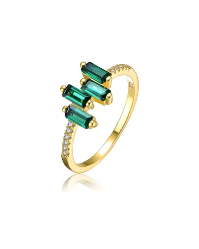Rachel Glauber 14k Over Silver Cz Modern Ring In Gold