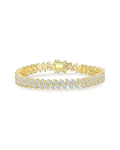 Rachel Glauber 14k Over Silver Cz Tennis Bracelet In Gold