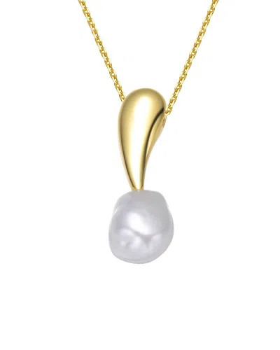 Rachel Glauber 14k Over Silver Pearl Pendant Necklace In Gold