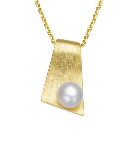 Rachel Glauber 14k Over Silver Pearl Pendant Necklace In Gold