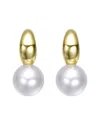 Rachel Glauber 14k Gold Plated With White Pearl Huggie Design Drop Earrings