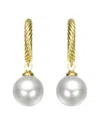 Rachel Glauber 14k Gold Plated With White Pearl Twisted Hoop Earrings
