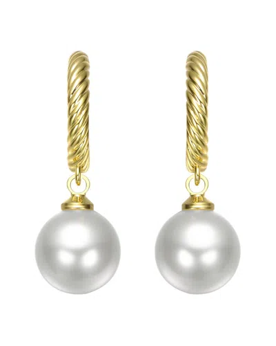 RACHEL GLAUBER RACHEL GLAUBER 14K PEARL DANGLE EARRINGS