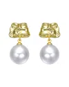 Rachel Glauber 14k Gold Plated With White Pearl Drop Earrings