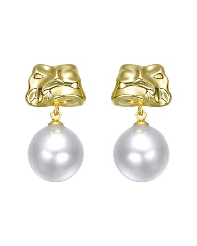 RACHEL GLAUBER RACHEL GLAUBER 14K PEARL DANGLE EARRINGS