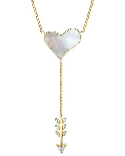 Rachel Glauber 14k Plated 11-13mm Pearl Cupid's Arrow Y Necklace