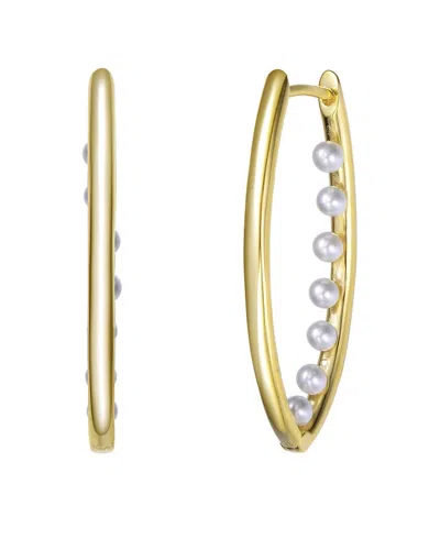 Rachel Glauber 14k Plated 3mm Faux Pearl Hoops
