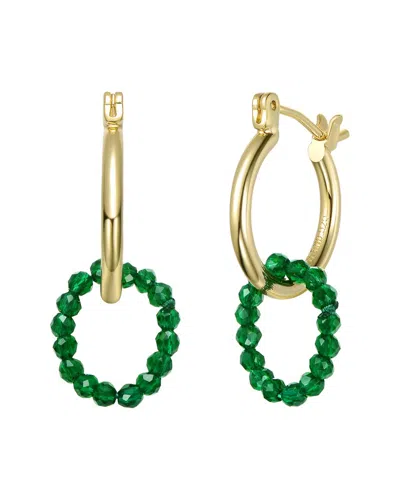 Rachel Glauber 14k Plated Beaded Earrings In Green