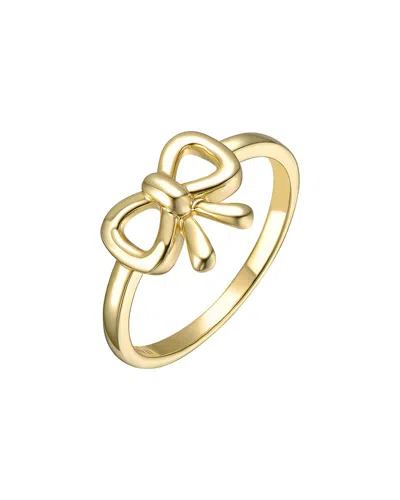 Rachel Glauber 14k Plated Bow Ring In Pattern