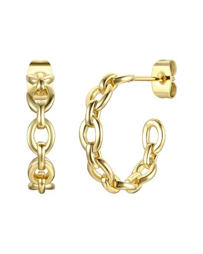 Rachel Glauber 14k Gold Plated Modern Chain Link C-hoop Earrings In Gold-tone