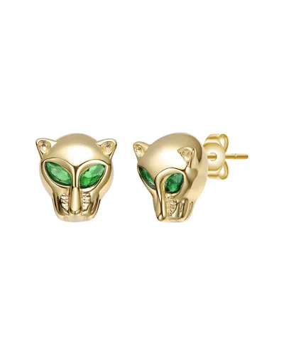Rachel Glauber 14k Plated Cz Animal Earrings In Yellow