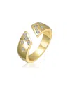 Rachel Glauber 14k Gold Plated With Clear Cubic Zirconia Open Band Ring In Gold
