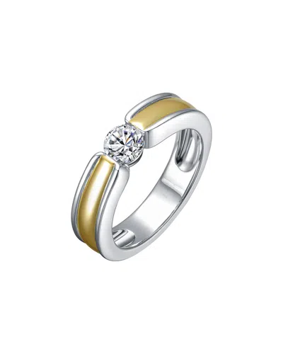 Rachel Glauber 14k Plated Cz Band Ring In Metallic