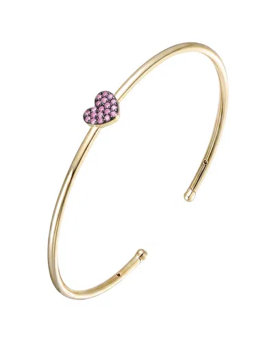 Rachel Glauber 14k Plated Cz Bangle Bracelet In Purple
