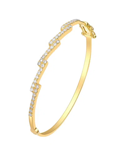 Rachel Glauber 14k Plated Cz Bangle Bracelet In Gold