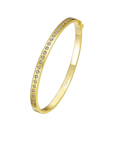 Rachel Glauber 14k Gold Plated Cubic Zirconia Bangle Bracelet In Gold-tone