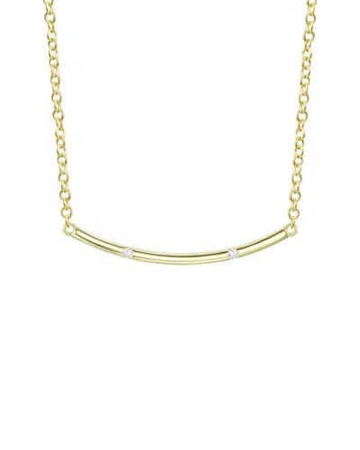 Rachel Glauber 14k Plated Cz Bar Necklace