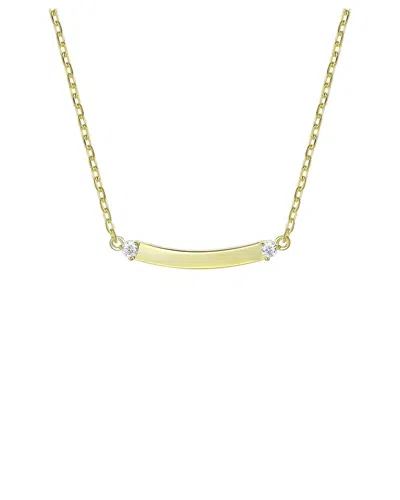Rachel Glauber 14k Plated Cz Bar Necklace