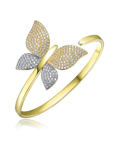 Rachel Glauber 14k Gold Plated Bendable Cubic Zirconia Butterfly Garden Bracelet