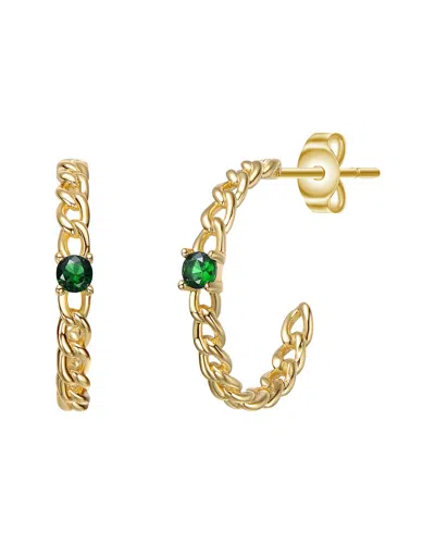 Rachel Glauber 14k Plated Cz Braided Earrings In White